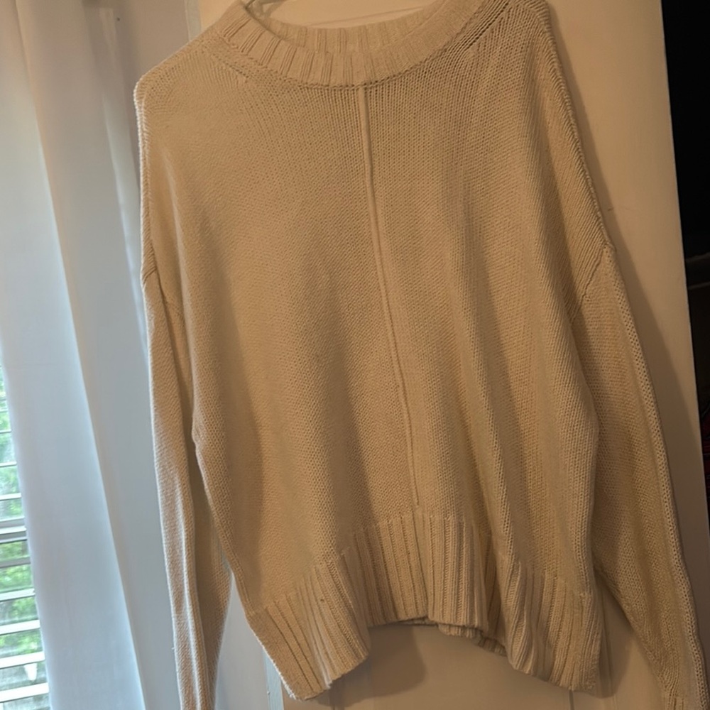 A New Day Cream Crew Neck Sweater with Ribbed Knit